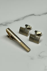 Gold Tie Clip and Cufflinks Set